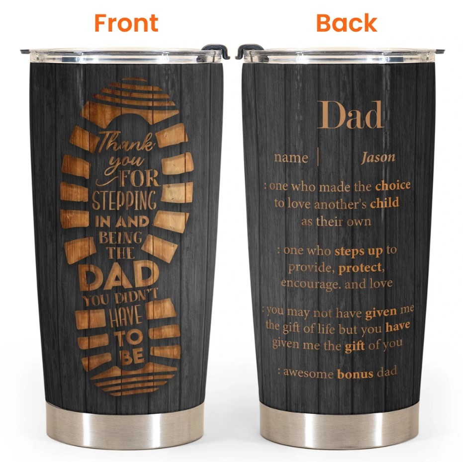Personalized Step Dad Tumbler Thank You For Stepping In Tumbler Bonus Dad Gift Gift For Step Dad Fathers Day Gift